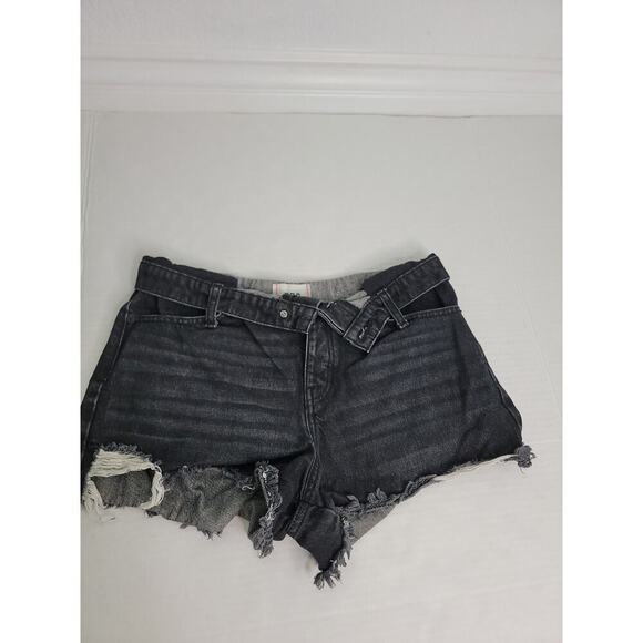 Urban Outfitters BDG Jean Shorts Womens SZ 29 Fold Over Waist Button Fly Black - Picture 1 of 10